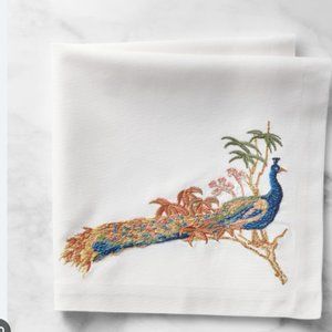 Williams Sonoma pavao peacock embroidered napkins set of 4. New. Rare